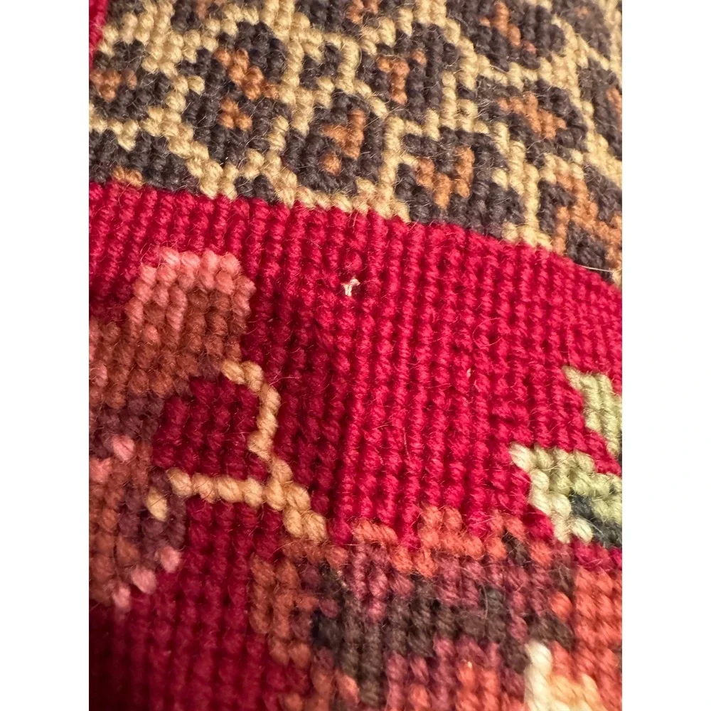 C&F Home Savannah Check Needlepoint Decoration Throw Pillow Leopard Rose